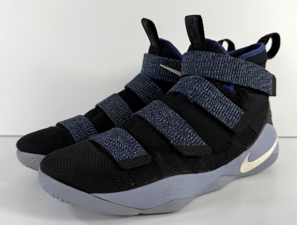 Nike LeBron Soldier 11 Glacier Grey Blue Red Basketball Shoes Men's 10 897644